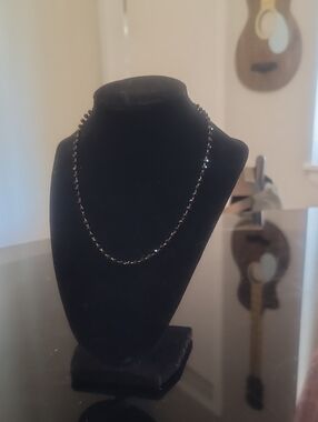 Stainless Steel Black Faceted Bead Necklace - Women Jewelry